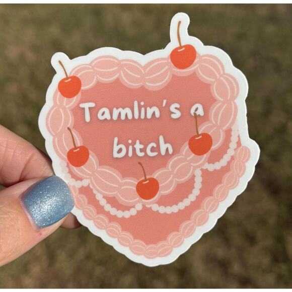 Tamlin's a B* Sticker - ACOTAR Inspired Cherry Cake Design for Fantasy Fans - Picture 1 of 1